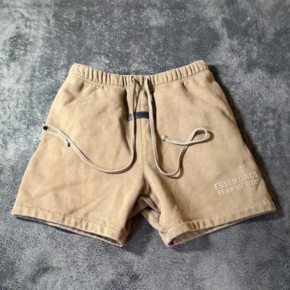 Fear of God Essentials Sweat Shorts Beige Men S FOG Fleece Relaxed Fit 28X5